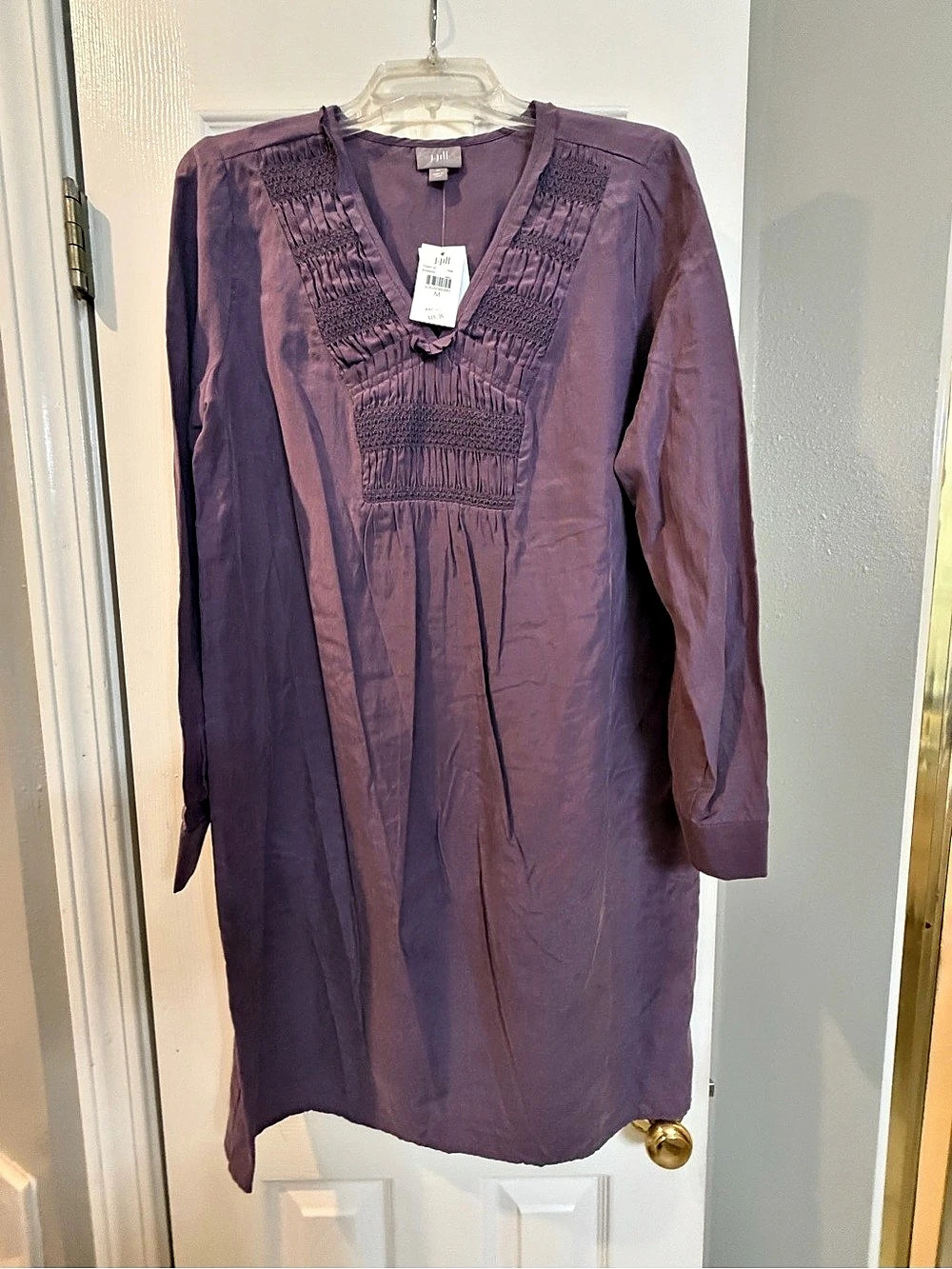 J Jill Loganberry Long Sleeve Mini Dress in Purple Size Medium NWT